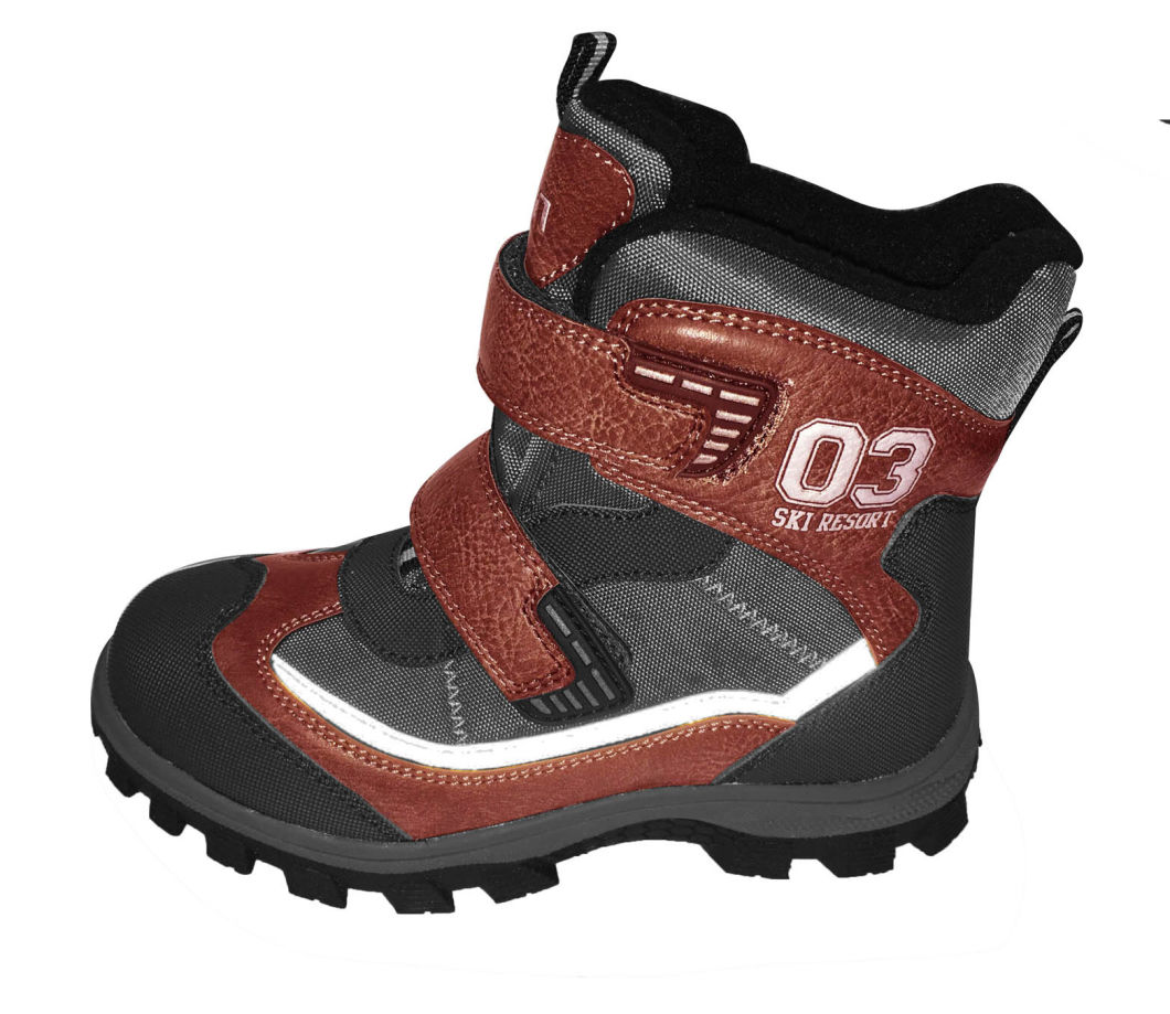 Kids Snow Boots Warm Winter Fur Boots PU Boots Big Velcro Non-Slip Boots Outdoor Boots Anti Slip Boots