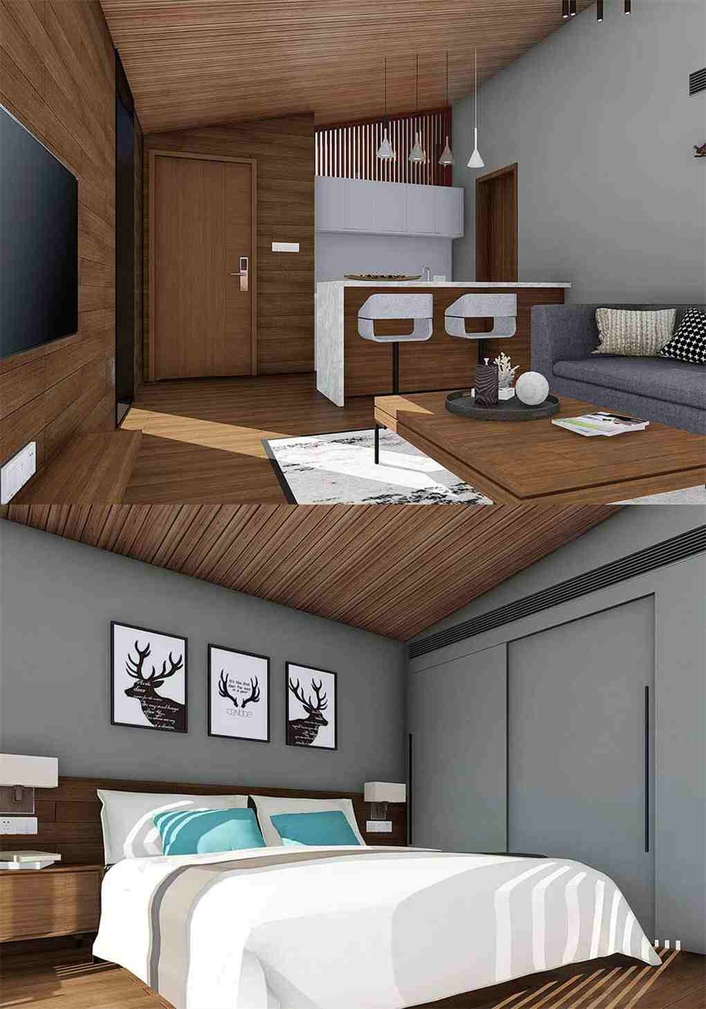 Novel Luxury Prefab House / Prefab Garden House With Wooden Interior Appearance