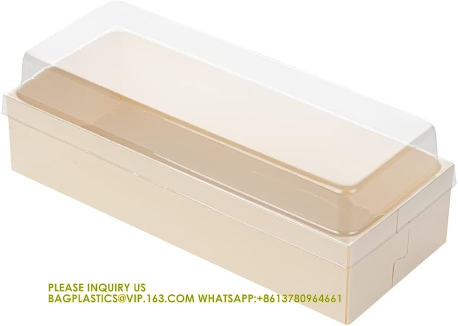 18 Oz Rectangle Long Straight Wooden Containers - Containers Sold Separately, Clear Plastic Lids