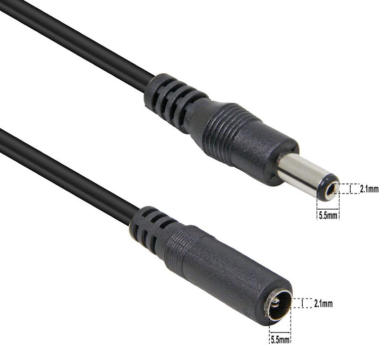 CUSTOM 1m Male to Female Male to Male 2.1x5.5 mm DC Power Extension Cable