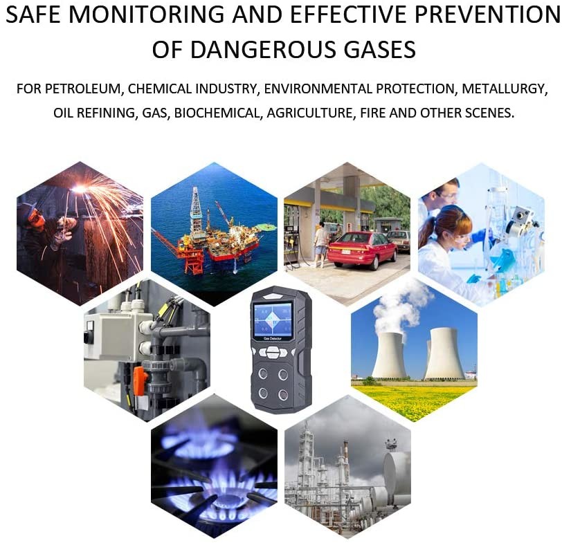 4 In 1 Handheld Multi Gas Detector 100PPM 1000PPM Data Logging Voice Alarm