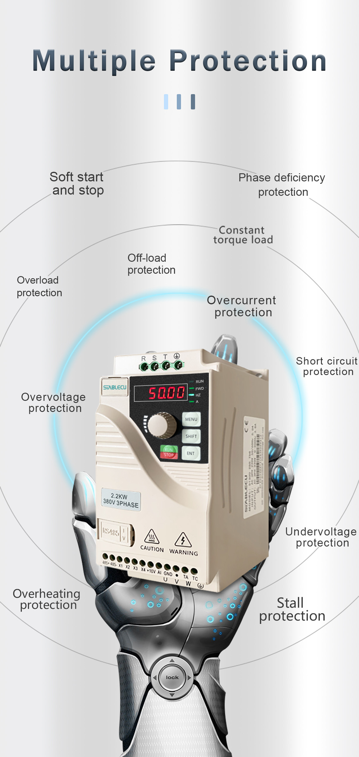 Variable Frequency Micro Drive VFD , 2.2KW Single Phase Three Phase Inverter