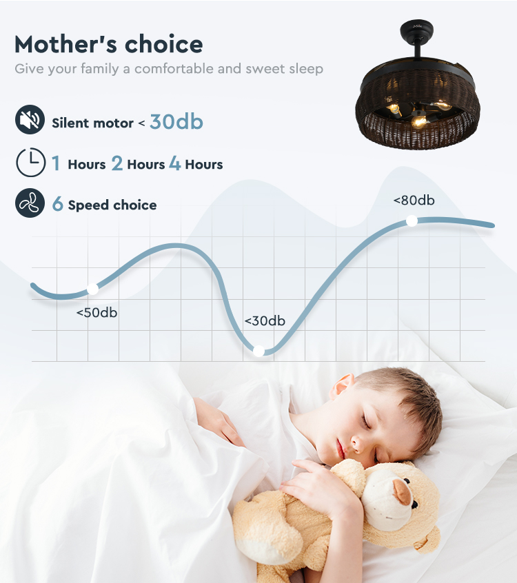 1stshine Rattan Weaving Ceiling Fan with Old-Fashioned Design and Invisible Blades