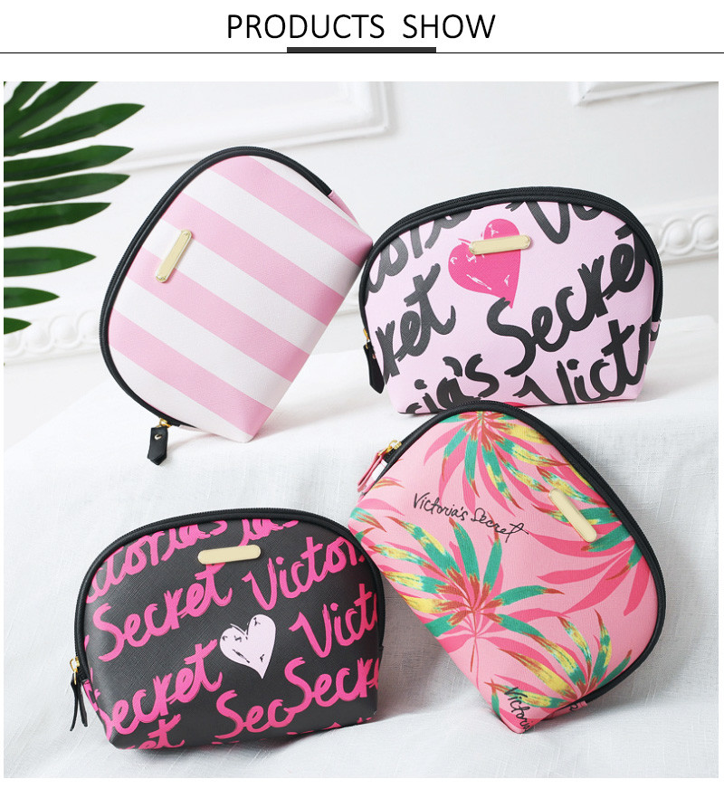 Custom Waterproof Travel Pink PU Leather Cosmetic Bags