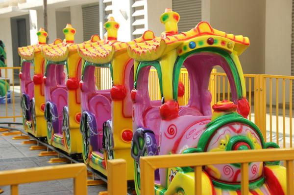 Quality 4 Carriages Cartoon Amusement Train Ride For 14 Kids for sale