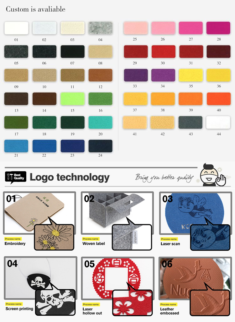 100% Polyester Felt Fabric Roll/ Felt Paper Needle Punched Multi Color