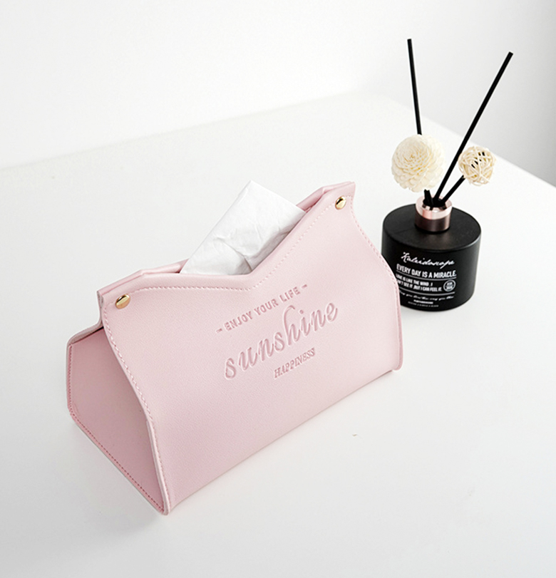 Simple Style Rectangle Custom Luxury Nordic Type PU Leather Gold Paper Tissue Box Cover