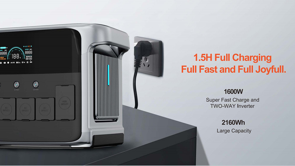 2160Wh Portable Solar Generator For Home With Bidirectional Inverter And Built-In Light