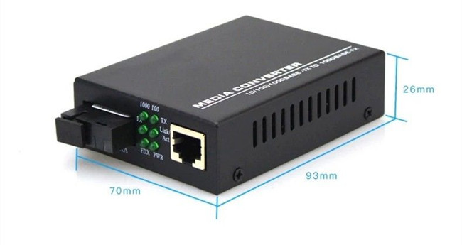 Black Ethernet Fiber Media Converter 10/100/1000M Single Fiber Single Mode 20km
