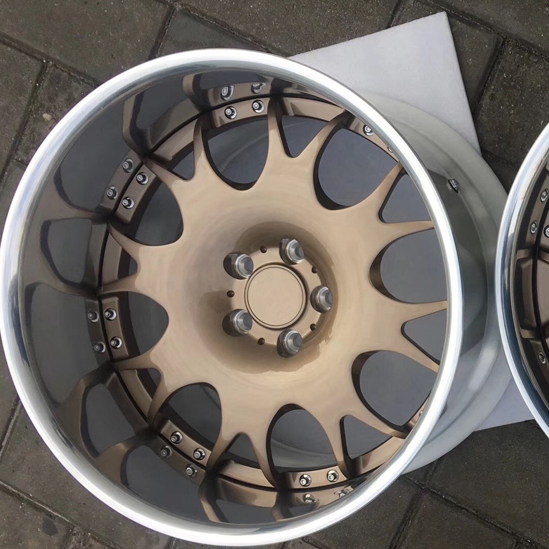Customized 2 piece 22 inch wheel super deep concave brushed bronze polished lip car rim forged wheels