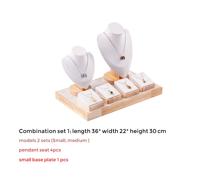 Retail Wood Jewelry Holder Stand Display Set For Necklaces Pendants