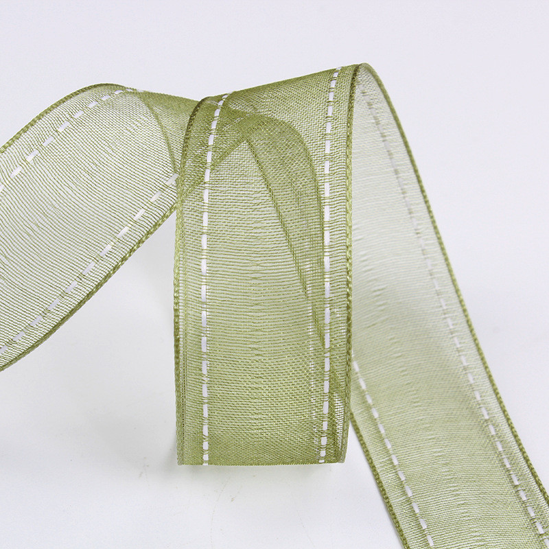 25mm|38mm Stitched Edge Polyester Organza Ribbon for Flower Gift Packing