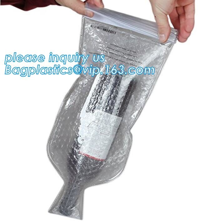 Zip lockk bottom leakproof reusable wine bottle protector 3 pack bubble travel protective bag,USA Amazon WineSkin Protecto