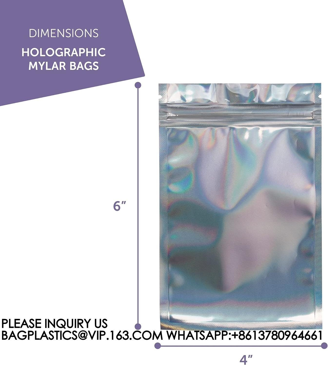 Holographic Bags, Pouch Bags, Package Bags, Smell Proof Bag, 4x6 Mylar Bags Food Storage, Coffee Storage, Candy Bags