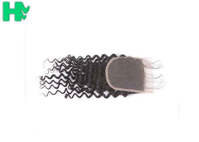 100% Human Hair Closure Deep Wave , Natural Black Brazilian Lace Closure