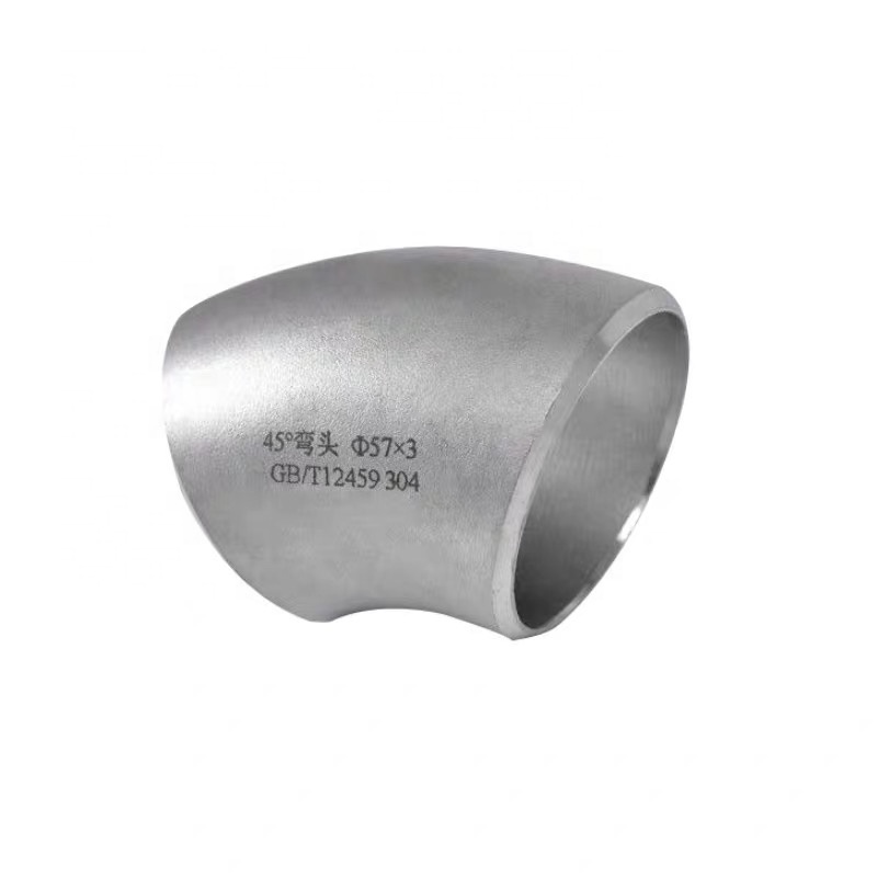 Stainless Steel 304 316 45 Degree Long Radius Elbow 1"-4" DN25-DN100 Head Code Cylindrical