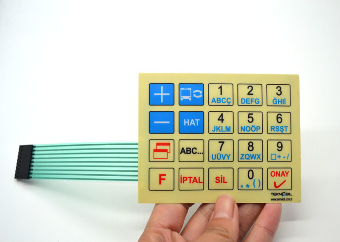 Flexible Membrane Push Button Switch Keyboard With 2.44m Connector Cable Tail