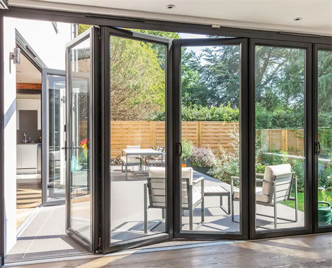 Residential Bi-Folding Doors Aluminium Frame With Triplex Glass Option And 70mm Width