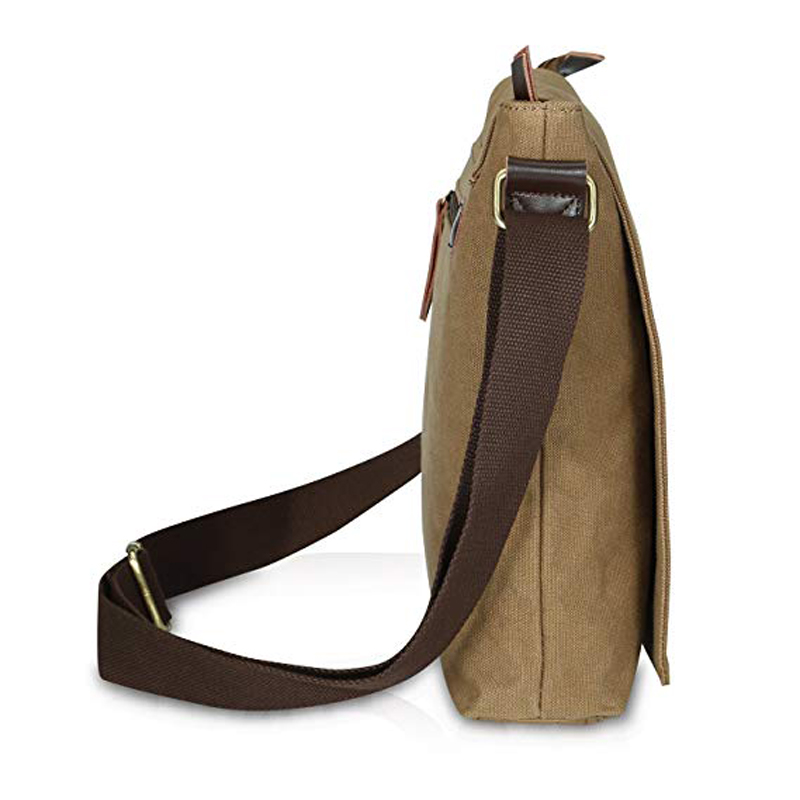 Vintage Multifunctional Canvas Crossbody Purse Bag Light Brown For Traveling