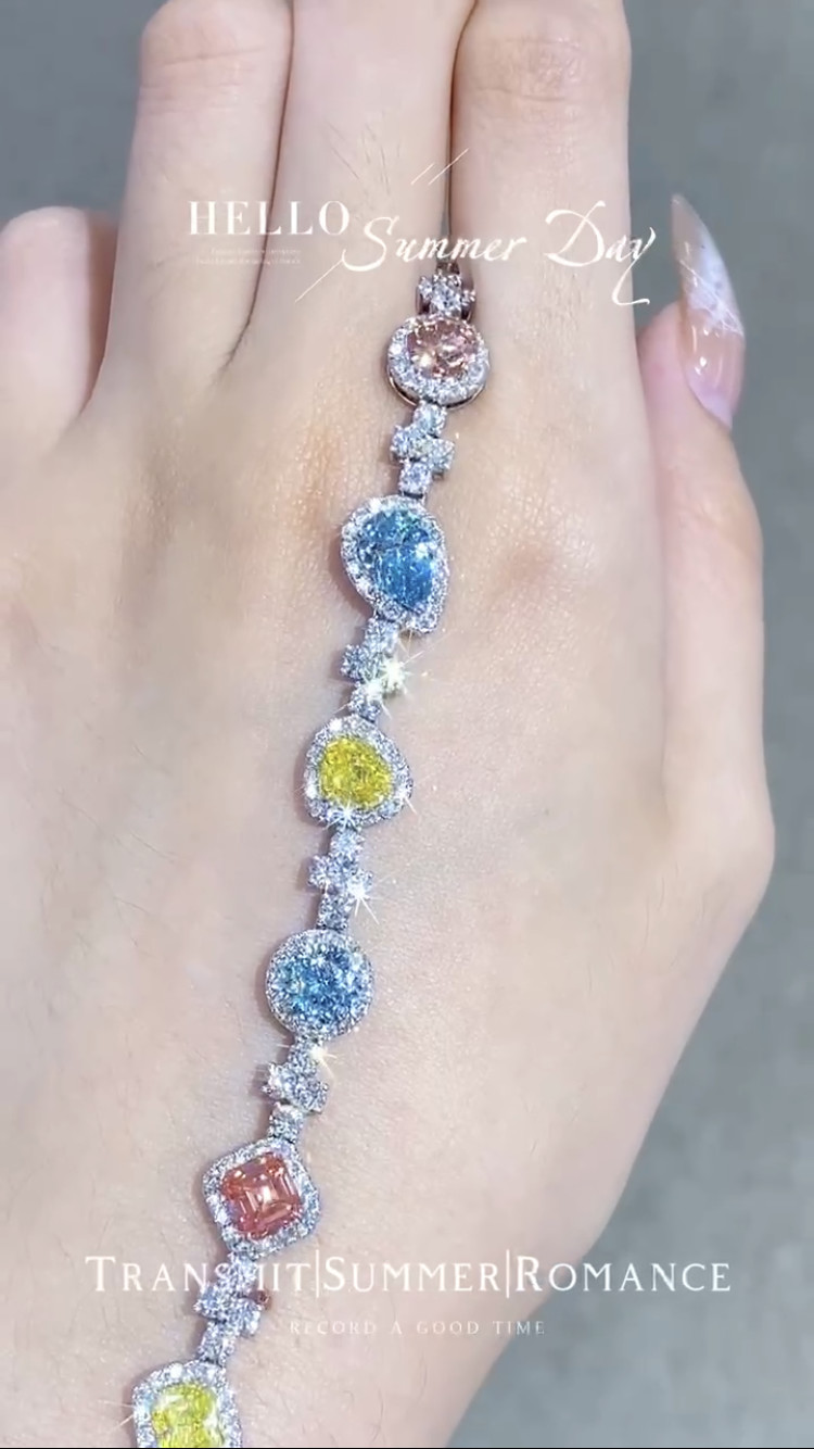 Colored Lab Created Diamond Bracelet Candy Bracelet Lab Diamond Jewelry