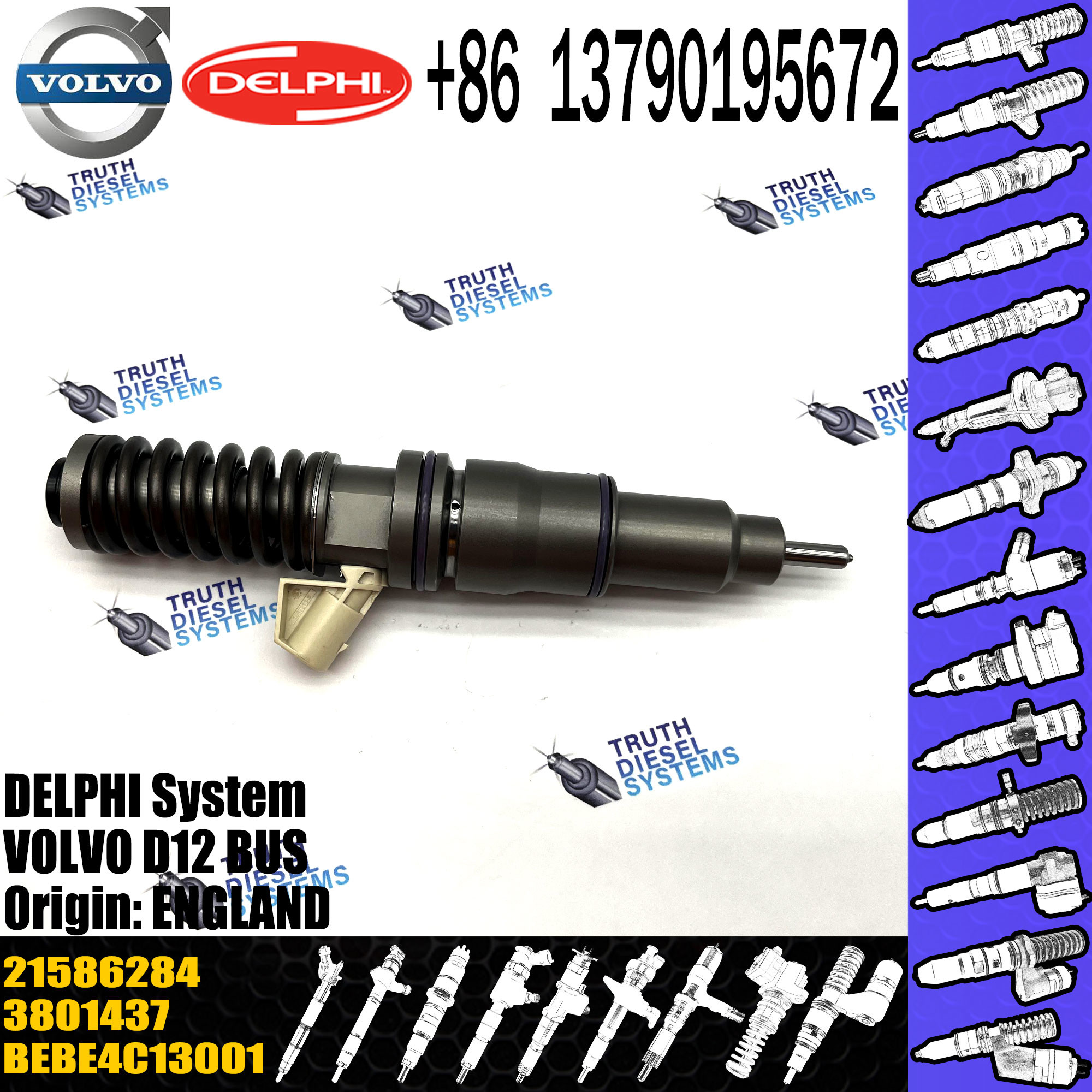 Diesel Injector 20440388 3803654, 3801437, 21586284, HRE113, 85000071 fit for Vlovo EC330BLC EC360 EC460 Excavator