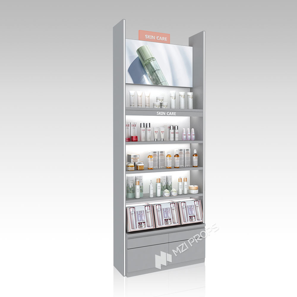YHeS-P8 Adjustable Shelves Skincare Display Rack for Department Store Counters