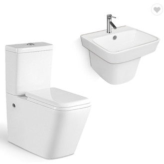 Mix Pit Spacing 180mm Two Piece WC Toilet And Wall Hung Basin Set