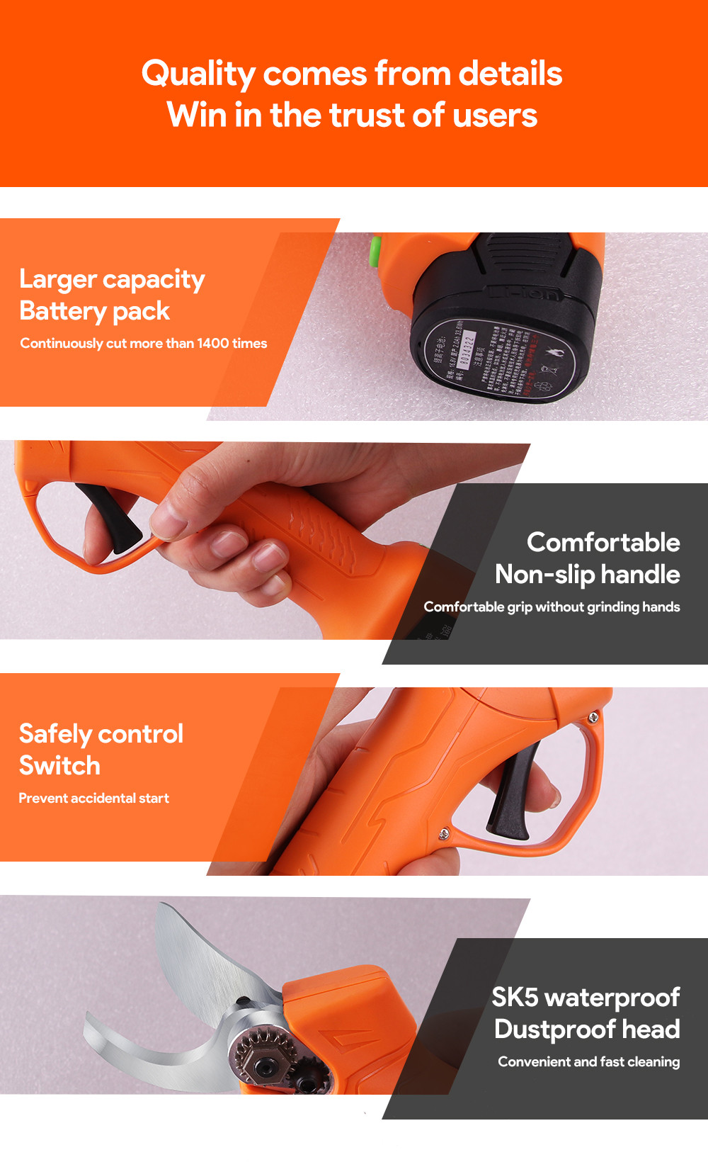 Swansoft F20 New Designed Li-ion Battery Powered Electric Pruner Scissors with 25mm cutting diameter