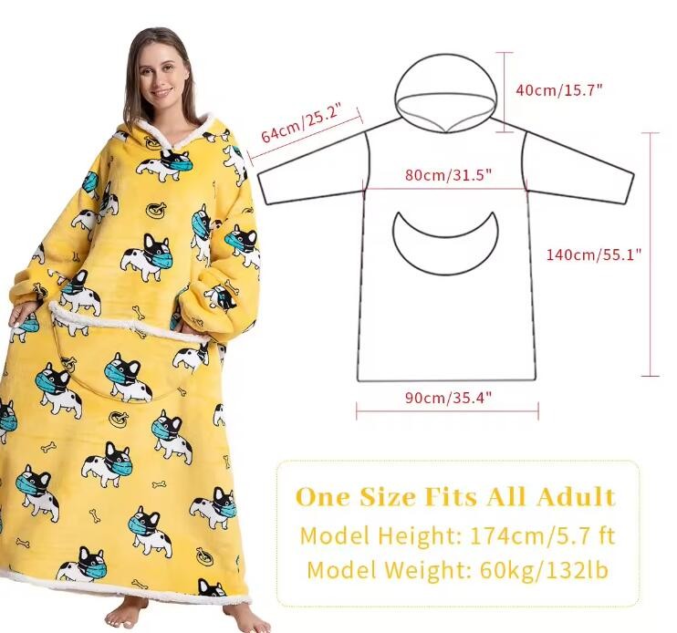 OEM Plush Warm Thick Sherpa Oversized Hooded Blankets Folded