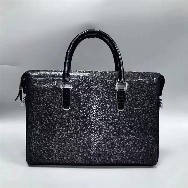 Authentic Stingray Skin Men's Large 15'' inch Passcode Briefcase Genuine Crocodile Leather Top-handle Male Totes Purse