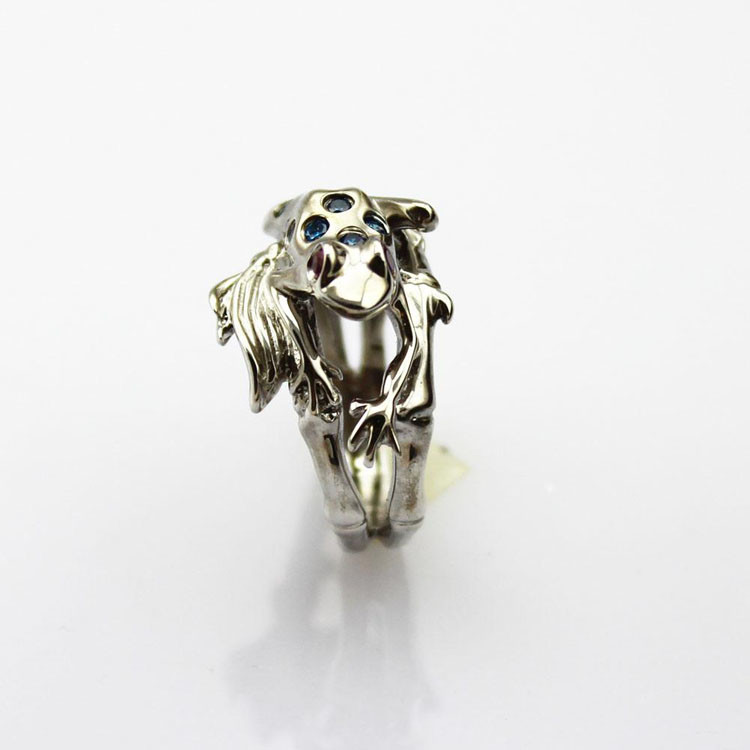 Fashion Jewelry Pave Green Cubic Zircon Sterling Silver Frog Ring(F14)