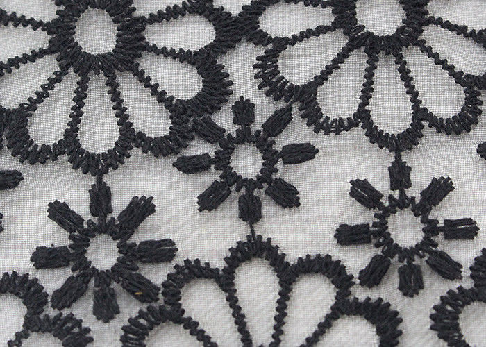 Embroidered Dying Lace Fabric Floral Lace Organza Polyester Fabric For Dresses