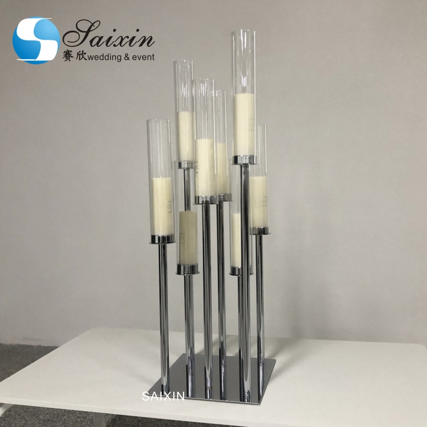 Taper Antique Metal And Crystal Candelabra Gold Black Stick Candle Holders 5 Arm