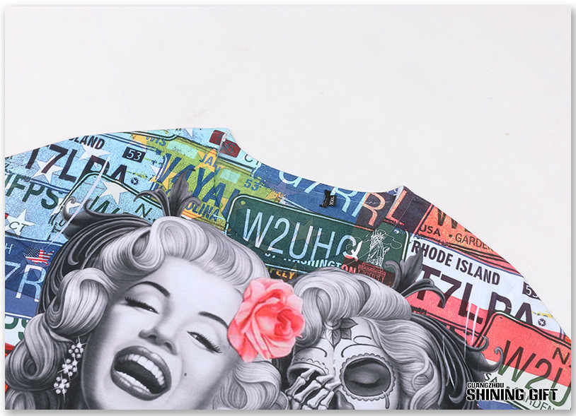 Super Star Marilyn Monroe 3D Printing Shirt Colorful Pattern Tightly Fit Spandex Apparel