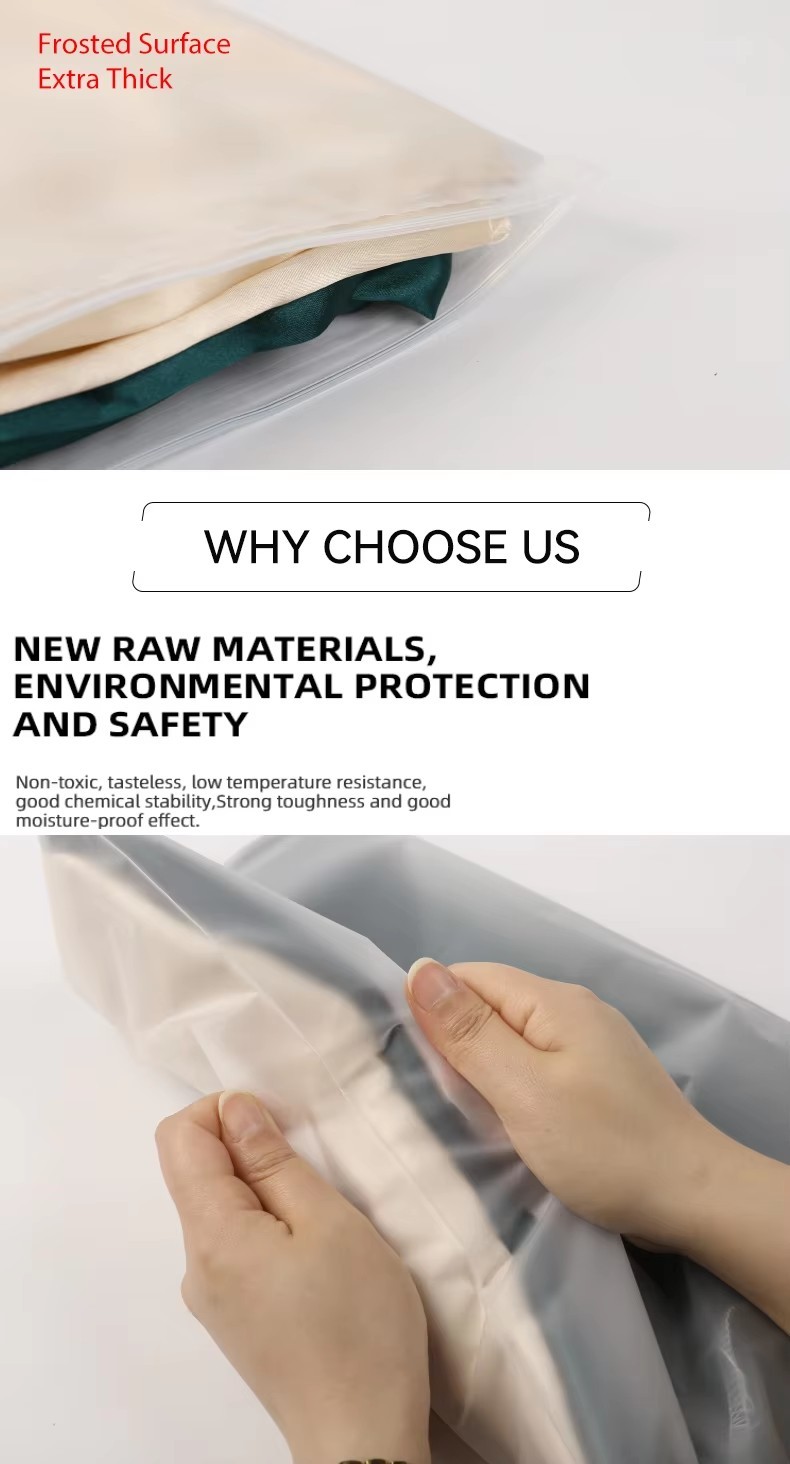 Custom Reusable Zipper Bag T-Shirt Hoodies Packaging Shopping Bags Plastic Bags