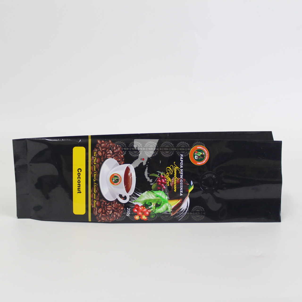 Glossy Surface Mylar Side Gusset Plastic Coffee Bean Bag Pouch With Valve