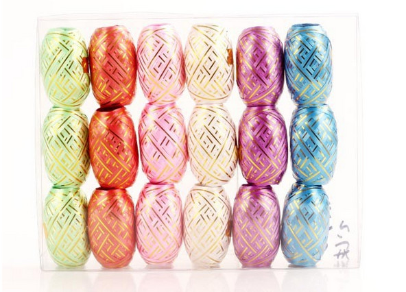 Colorful And Fashionable Indoor Decoration Christmas Ribbon Egg with PP gold line
