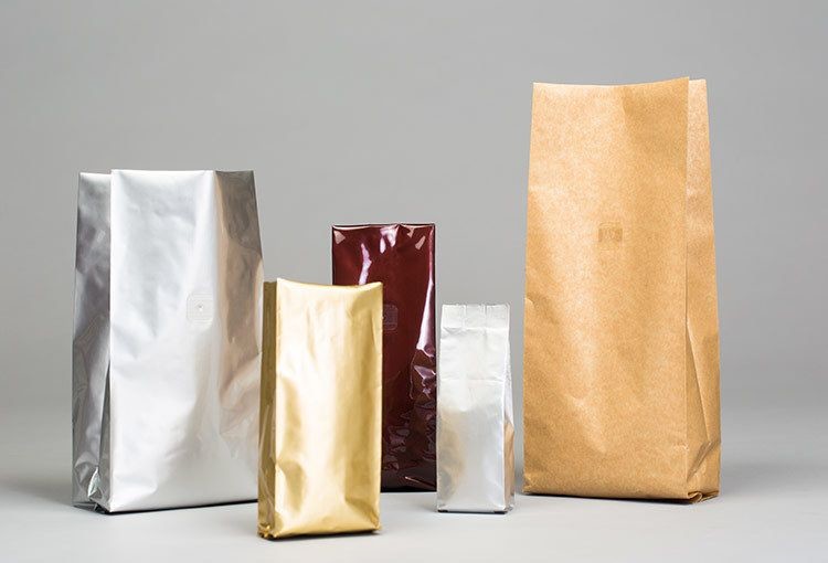 Aluminium Foil Kraft Paper Coffee Bag Side Gusset Flat Bottom With Valve