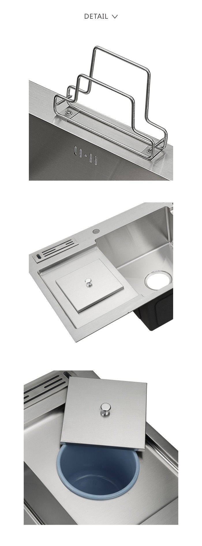 42' Topmount Multifunction Sink Knife Holder 16 Gauge Double Bowl 105x50