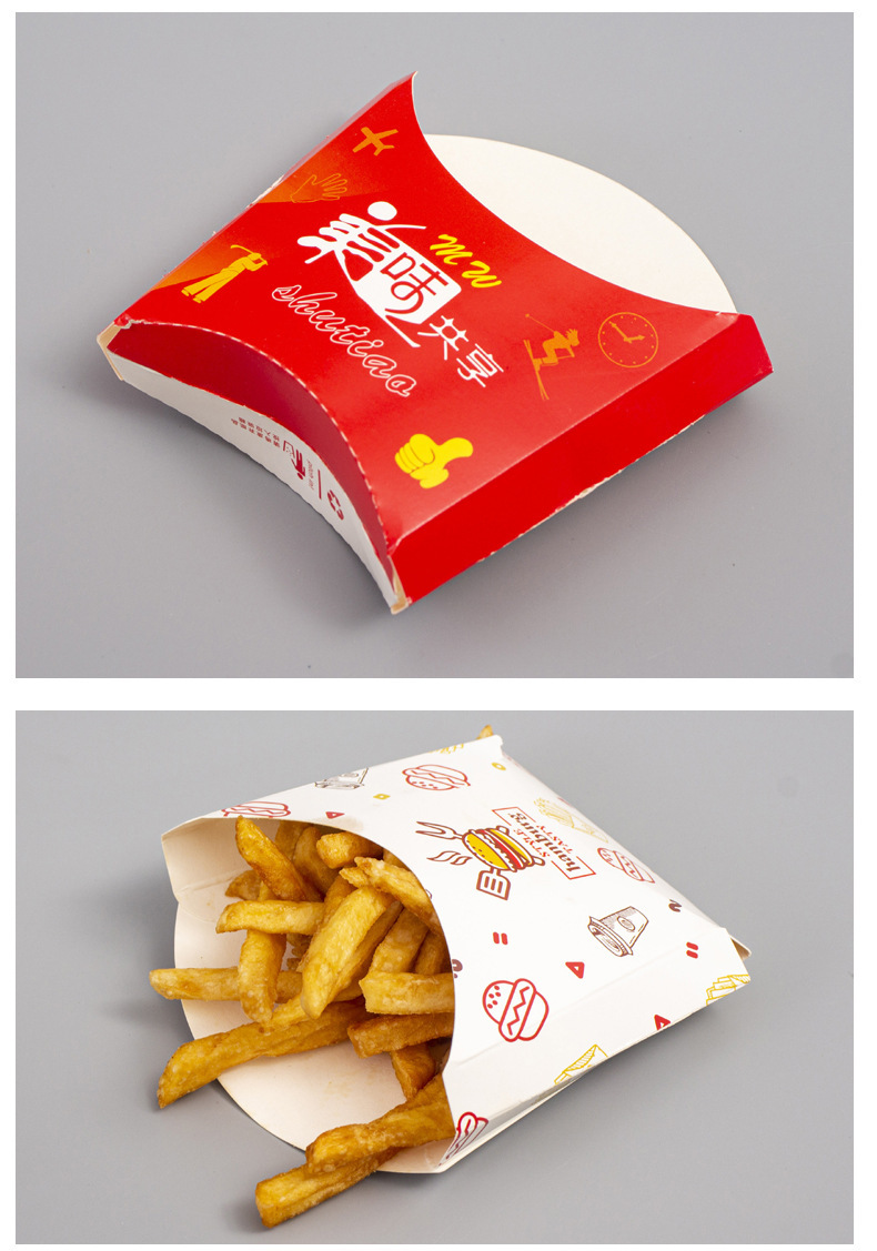 OEM Small Paper Tray French Fries Boxes Container Takeaway Packaging
