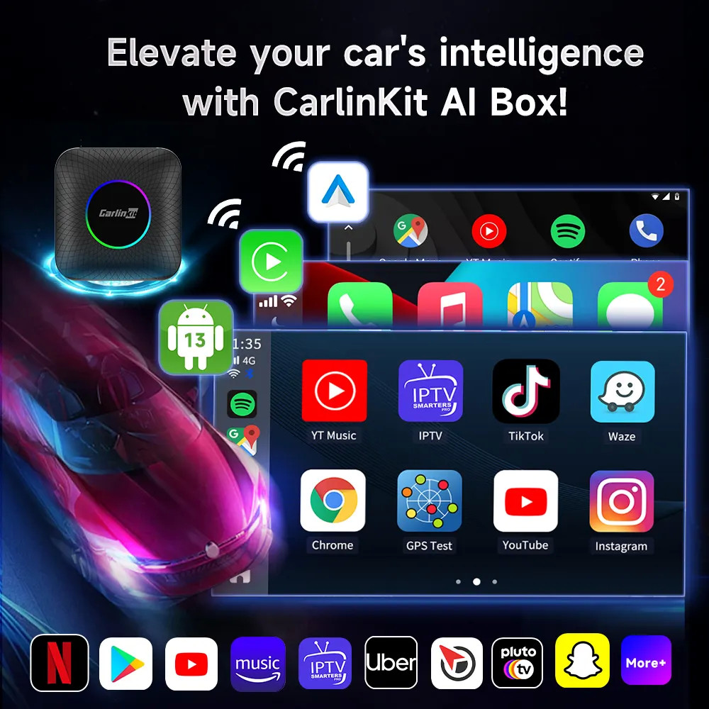 Multi Media Cpc200 Tbox Ambient Usb Adapter 8G 128Gb Up To 512Gb Android 13 SDM660 Wireless Carplay Ai Tv Box Dongle Youtube Netflix