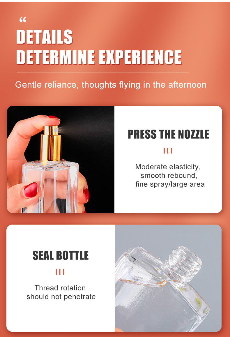 Luxury Design Glass 10ml Perfume Spray Bottle Refillable Pump Square Empty