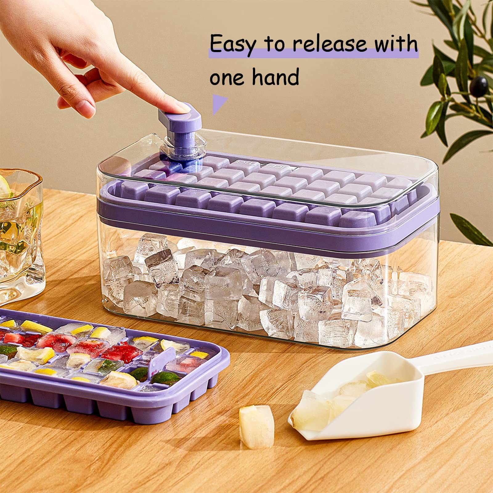Ice Cube Trays With Lid And Bin Ice Cube Tray Mold For Whiskey Cocktail Juice Coffee