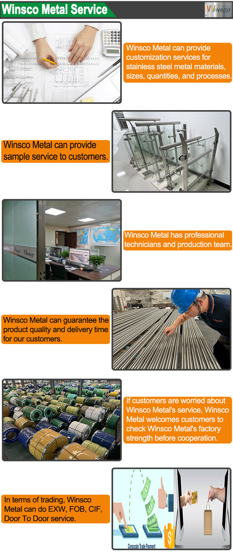 Indoor Decoration 201 304 316 Stainless Steel Stair Railing Inox Stairs