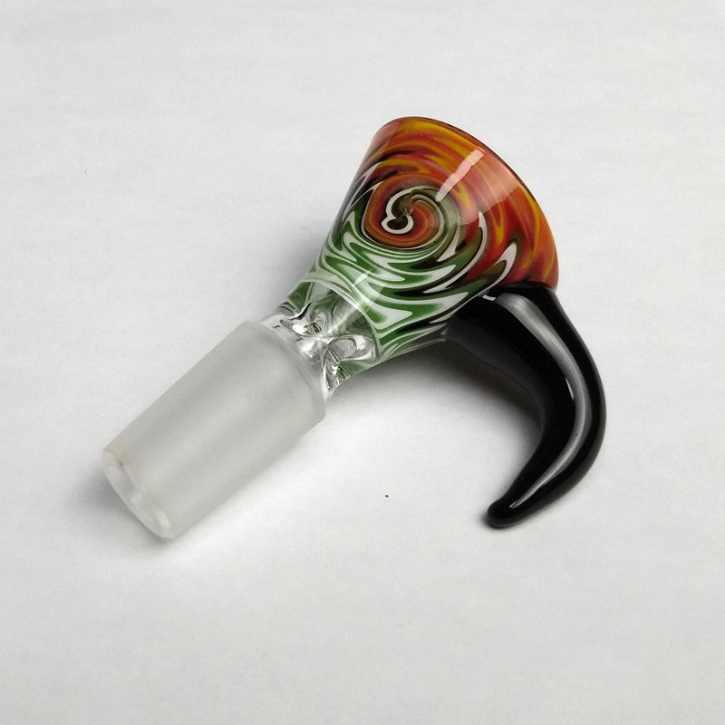Heady Colored Glass Smoking Water Pipe Bowl With Handle Beautiful Slide