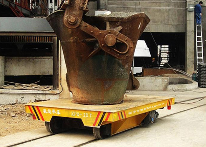 High temperature conductor rail power billet transfer cars on arc-shaped rails