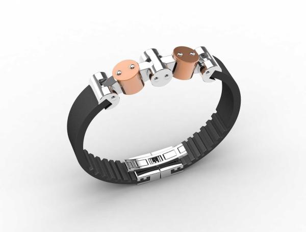 Top Quality Europe Fashion Stainless Steel Genuine Leather Silicone Bangle