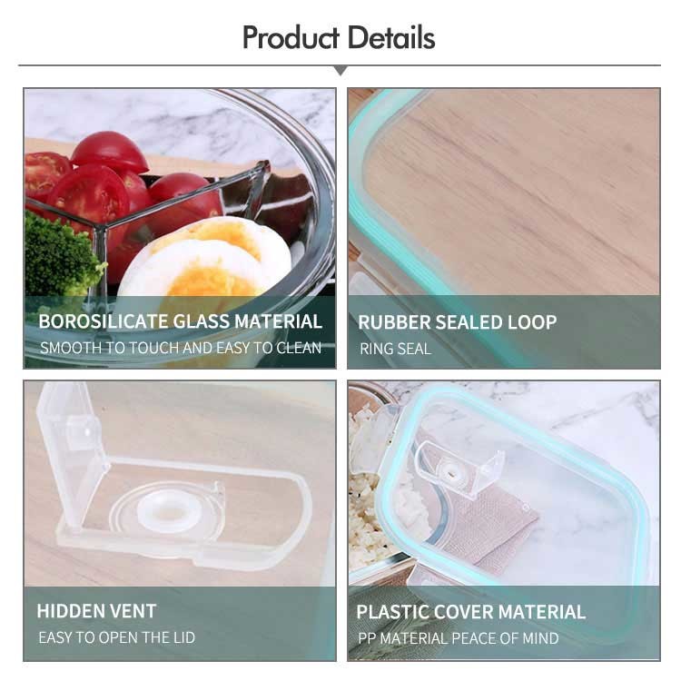 Microwave Oven Safe High Borosilicate Glass Lunch Box With Plastic Lid