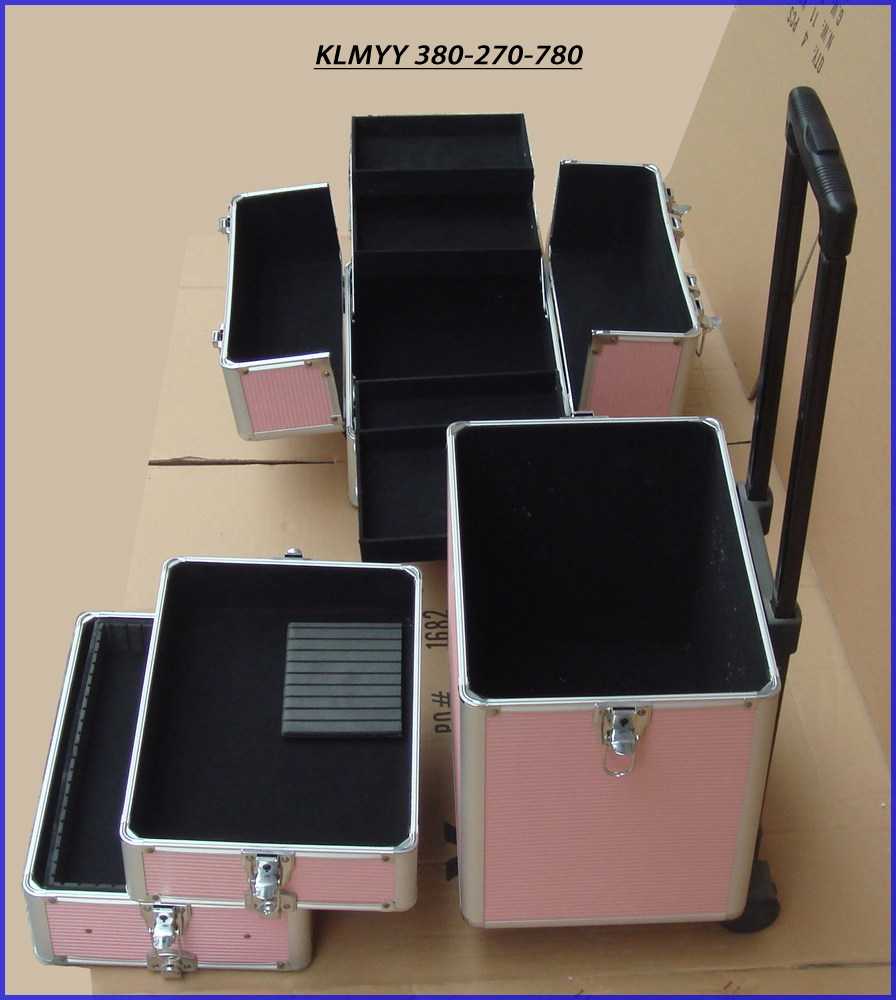 aluminum trolley vanity case with foldable drawers KLMYY380-270-780