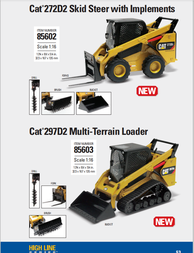 Cat 297D2 Skid Steer Loader Model 1/16 Diecast Metal DM 85603 Construction